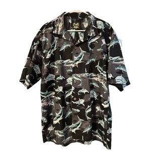 Benny's Shirt Sharks Short Sleeve Bowling Hawaiian Shirt XL